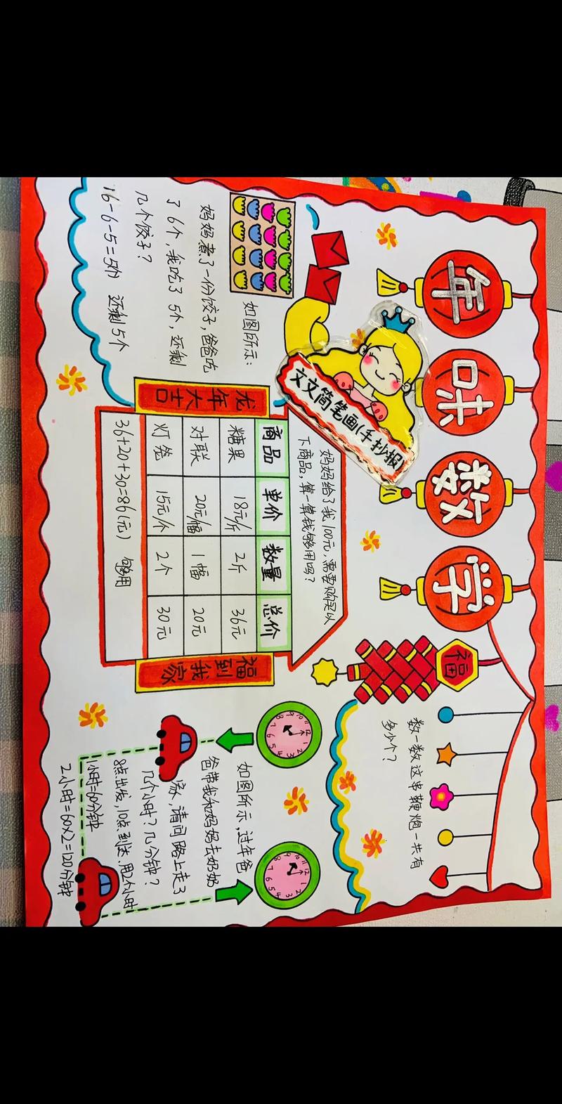 春節里的數學手抄報_年味數學手抄報_春節中的數學元素